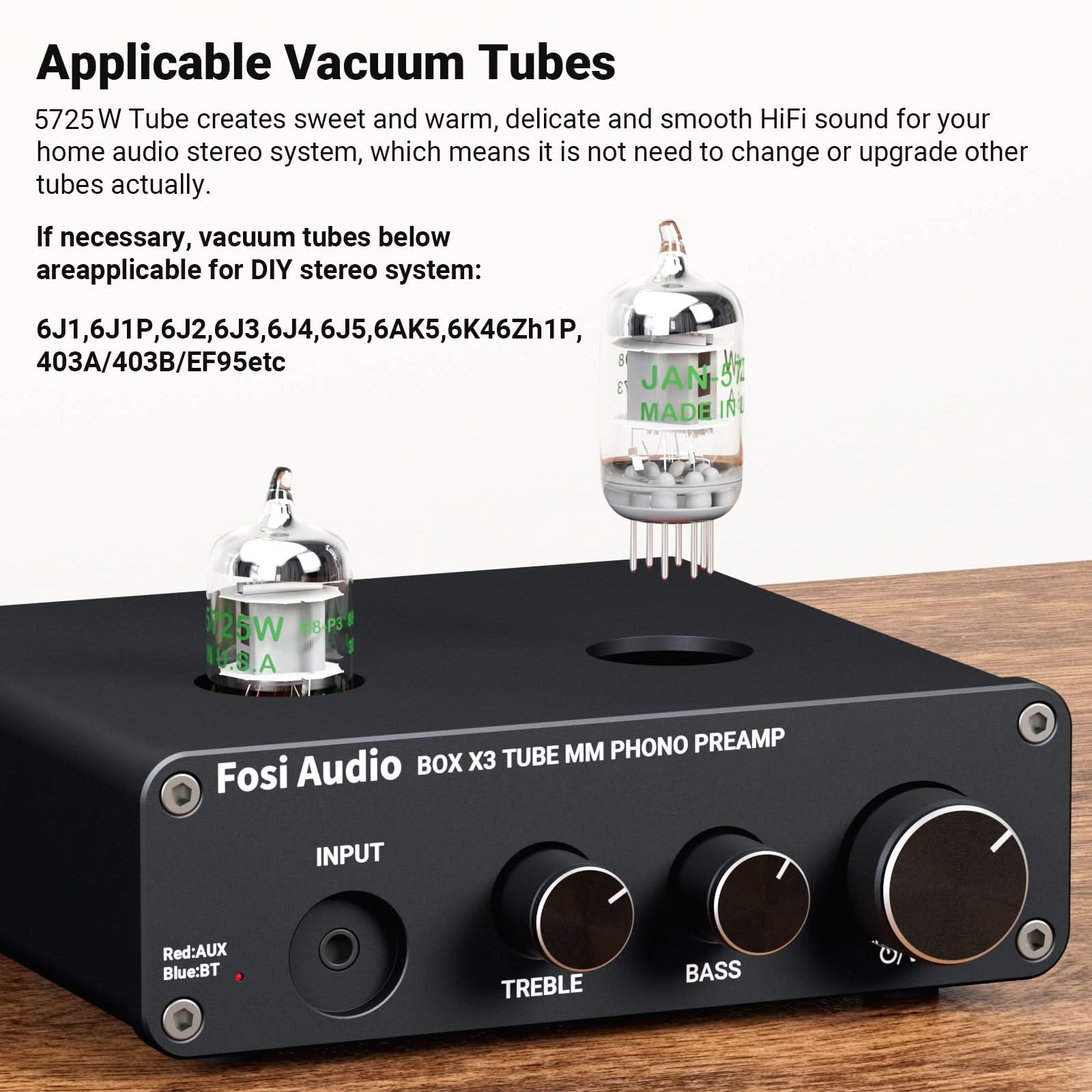 Fosi Audio Box X3 Bluetooth Phono Preamp for Turntable Phonograph Preamplifier With 5725 Vacuum Tube - Fosi Audio