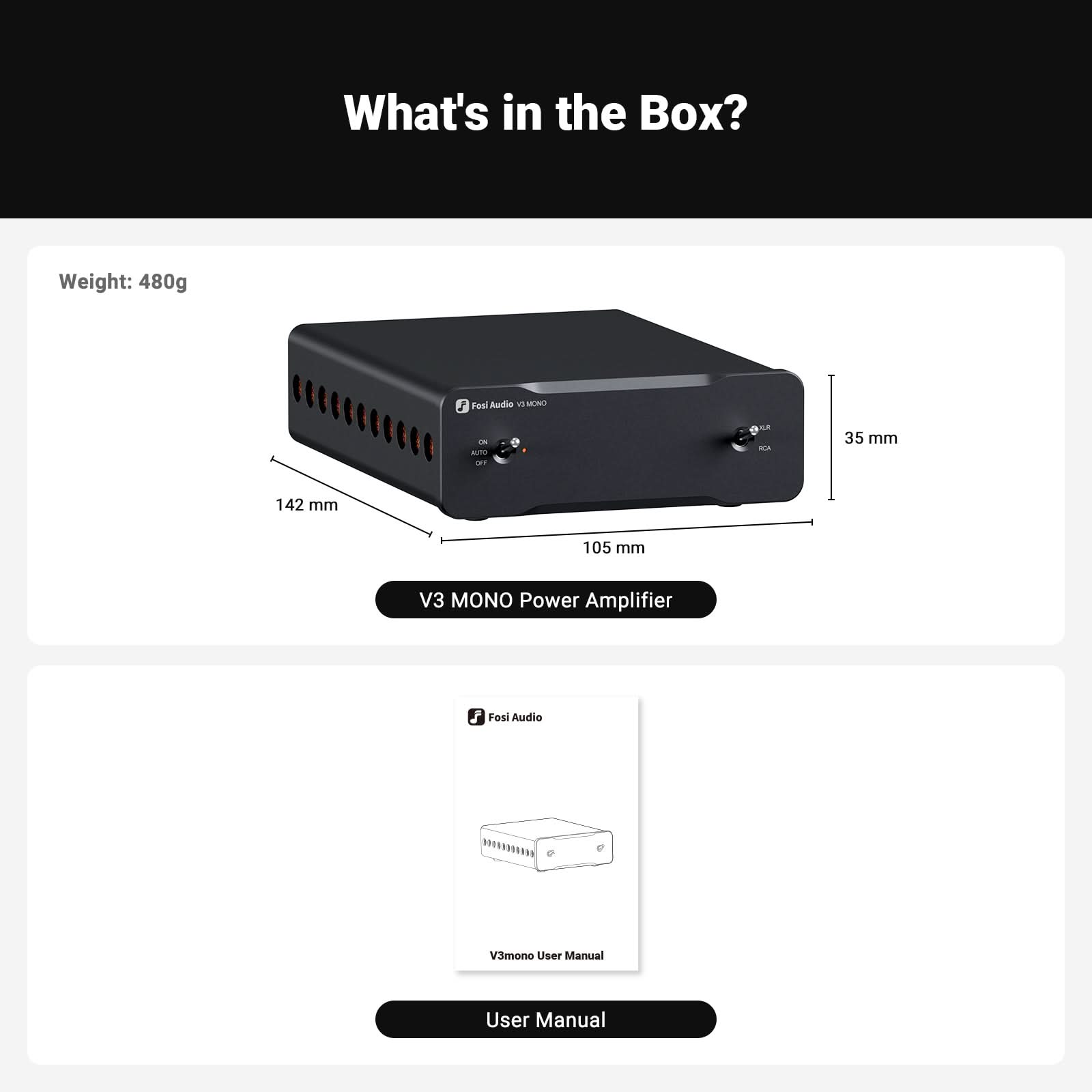 Fosi Audio V3 Mono Monoblock Power Amplifier