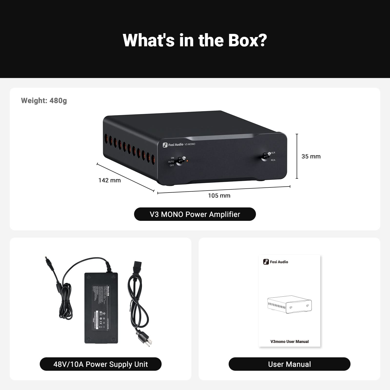 Fosi Audio V3 Mono Monoblock Power Amplifier