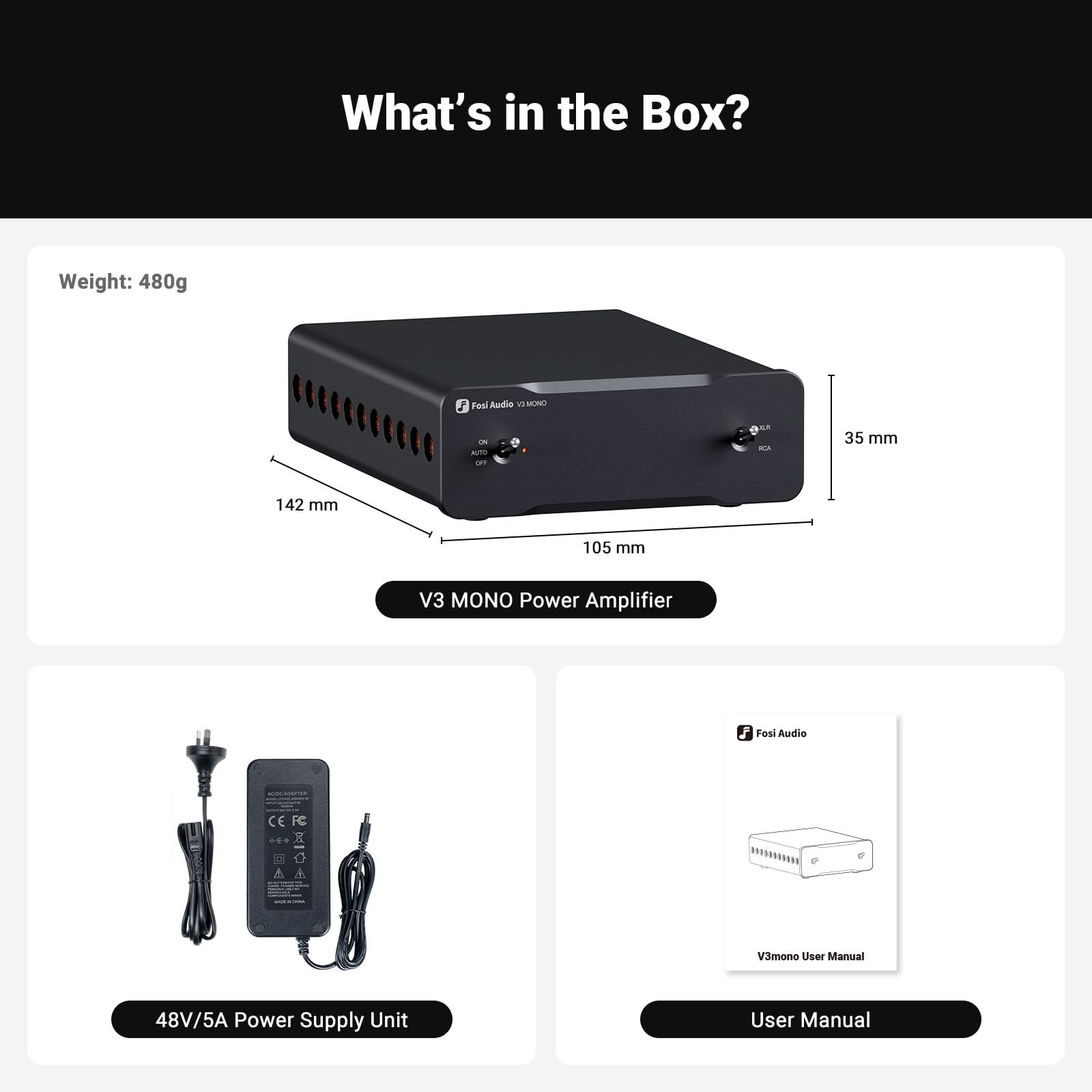 Fosi Audio V3 Mono Monoblock Power Amplifier
