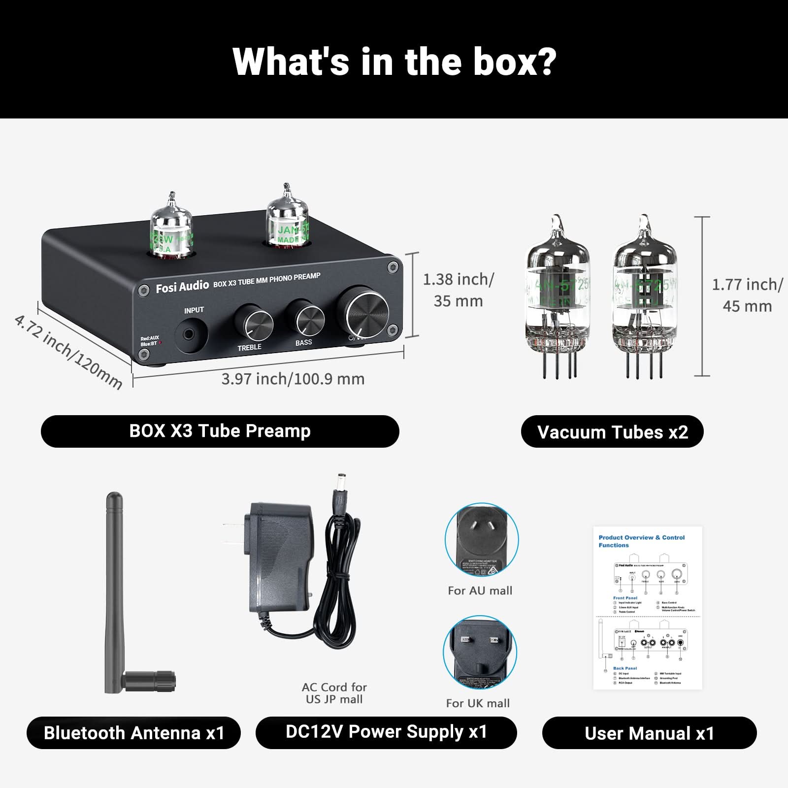 Fosi Audio Box X3 Bluetooth Vacuum Tube Phono Preamp