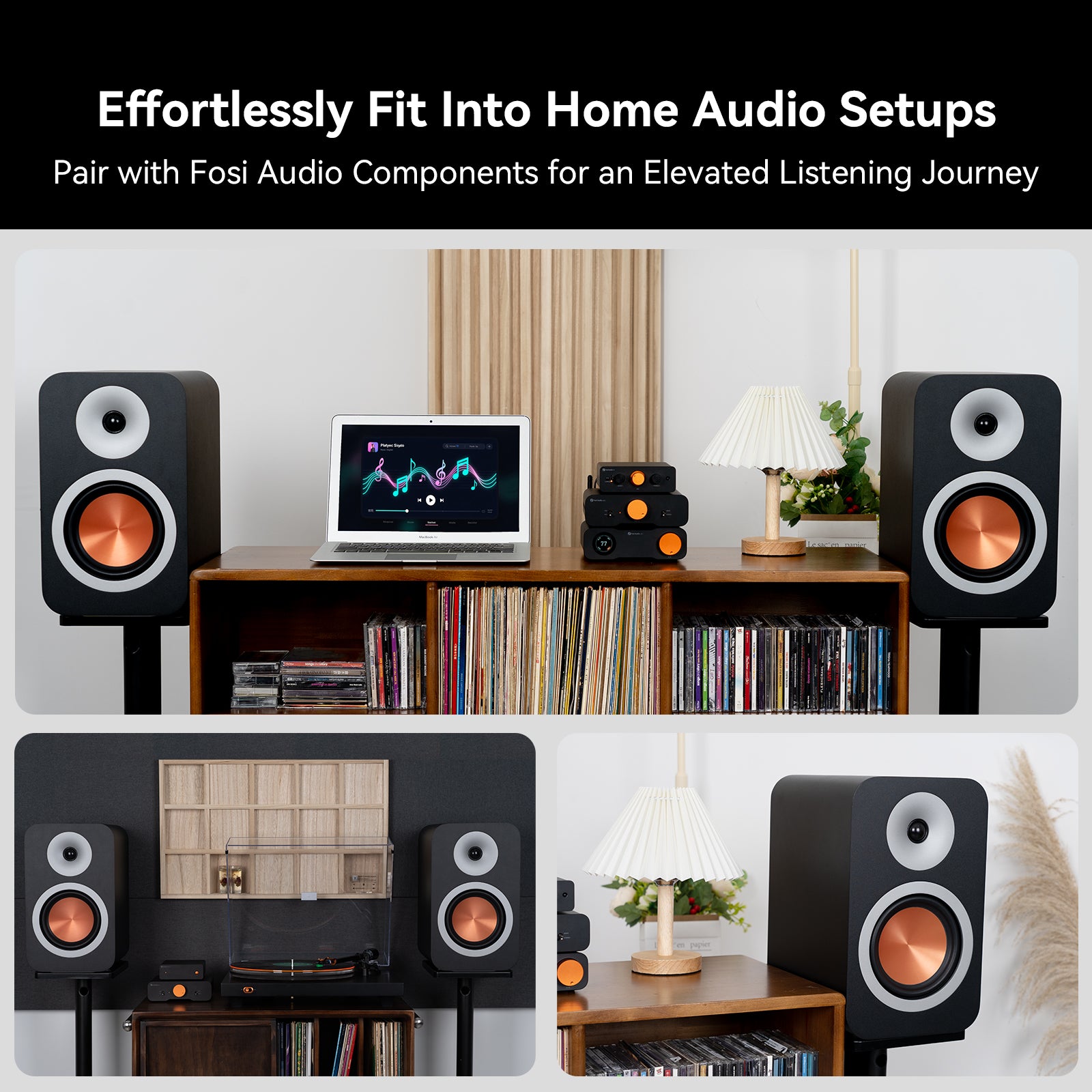 Fosi Audio SP601 Bookshelf Passive Speakers