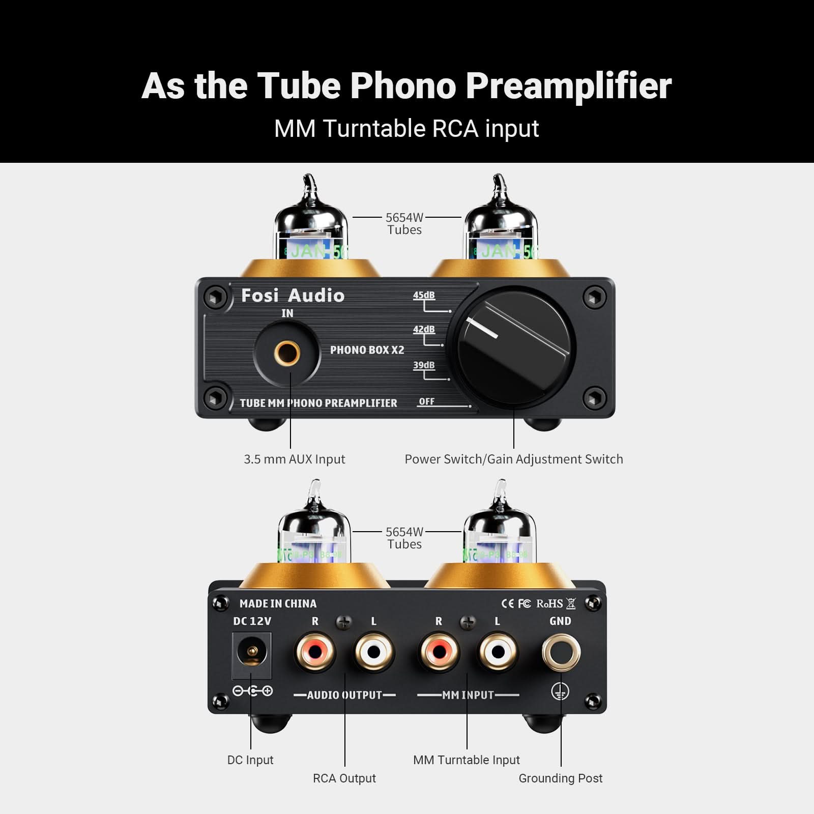 Fosi Audio Box X2 Phono Preamp for Turntable Preamplifier HiFi MM Phonograph Preamplifier for Record Player - Fosi Audio