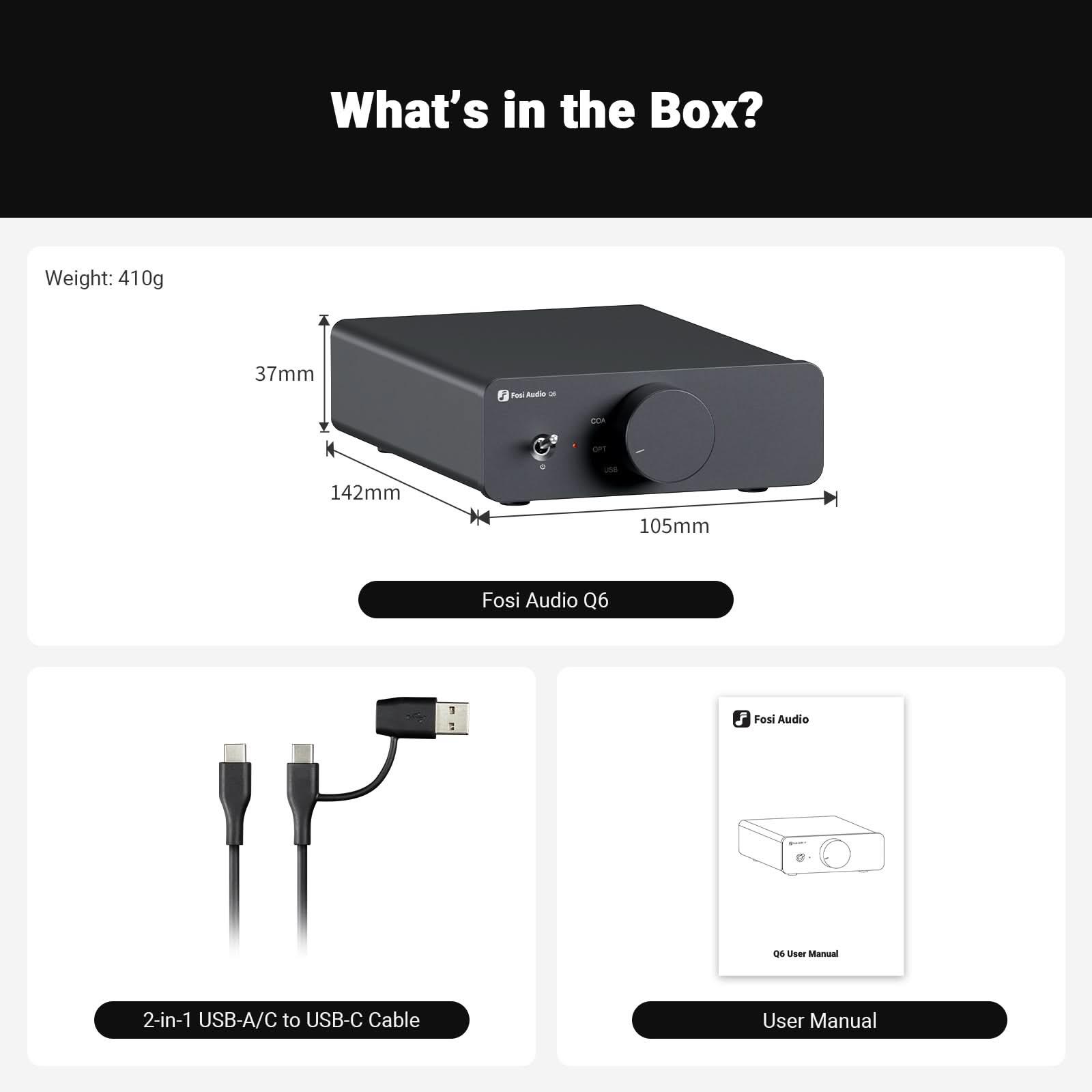 Fosi Audio Q6 Mini Desktop DAC for Home Stereo Amplifier and Headphone Amp - Fosi Audio
