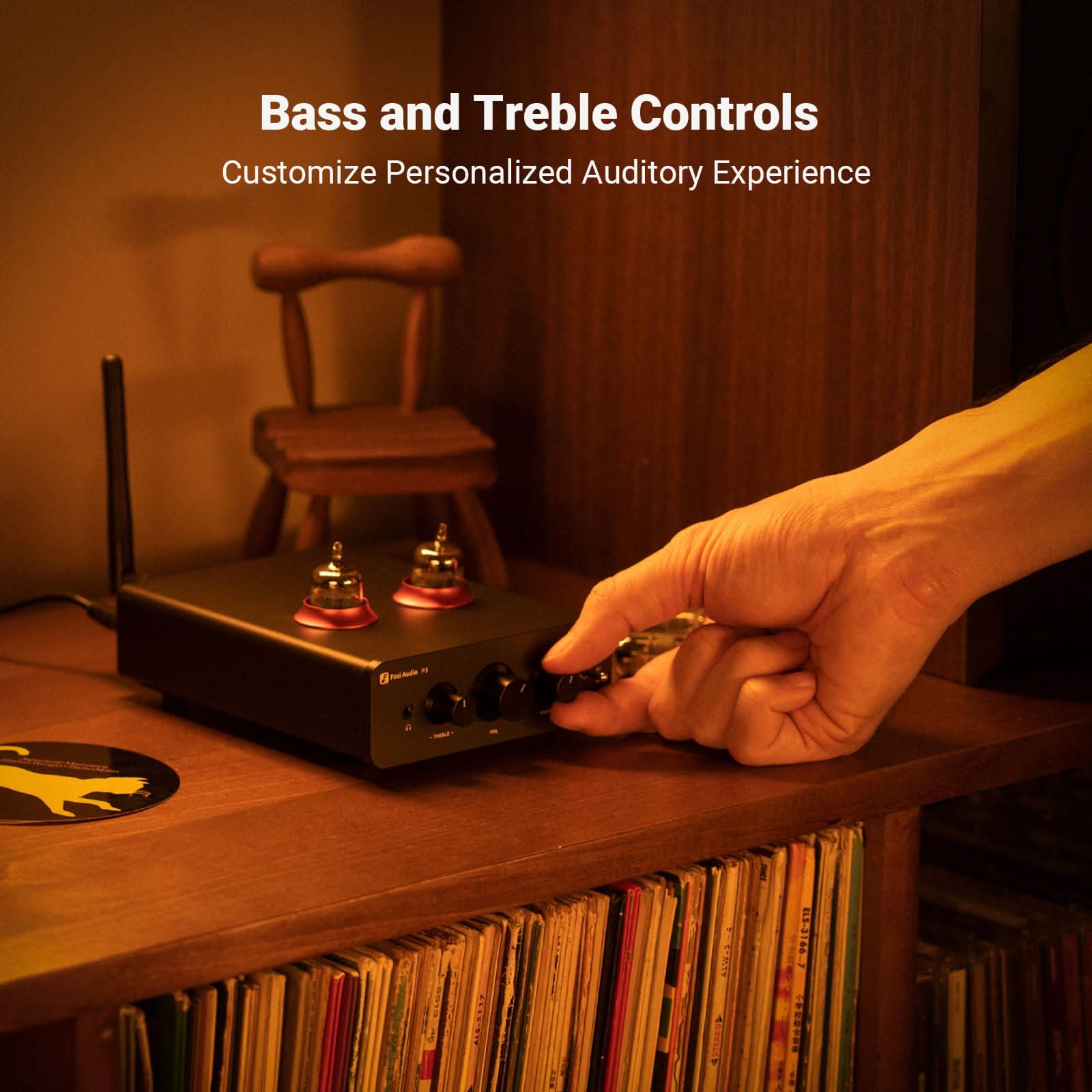 Fosi Audio P3 Tube Preamp with Bluetooth aptX LL HD Bass and Treble Tone Controls - Fosi Audio