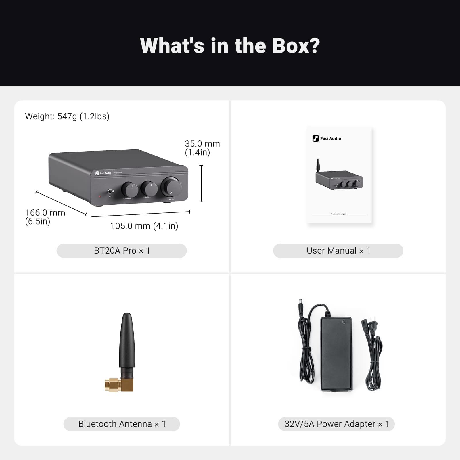 Fosi Audio BT20A Pro Bluetooth Stereo Power Amp