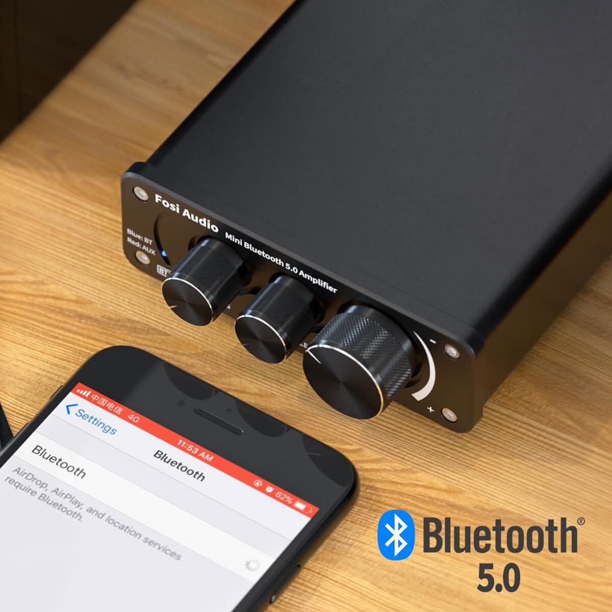 Bluetooth 5.0 Stereo Audio Amplifier Receiver 2CH 50W x 2