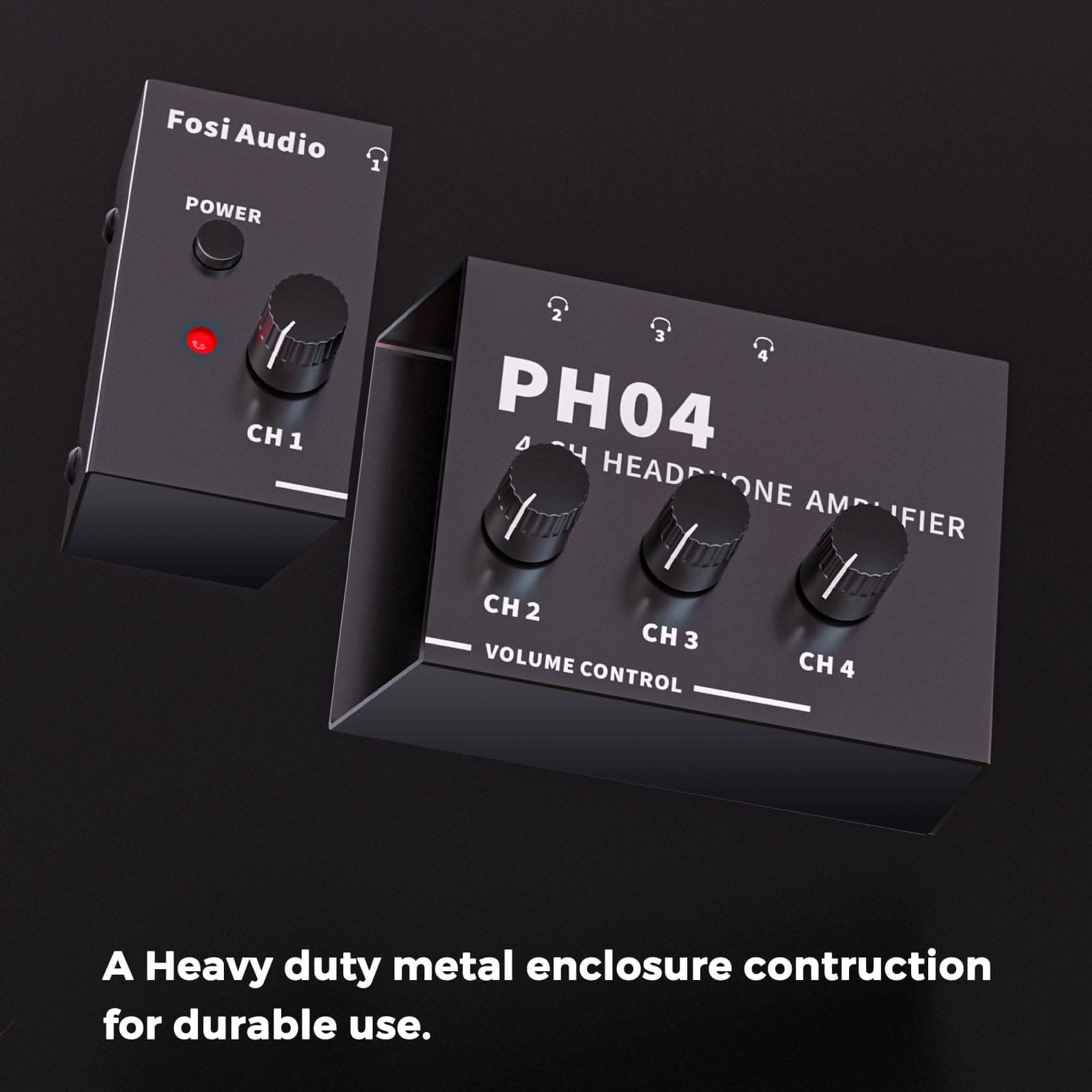Fosi Audio PH04 Headphone Amplifier 4 -Channel Metal Stereo Audio Amp Ultra-Compact Portable Headphone Splitter for Studio