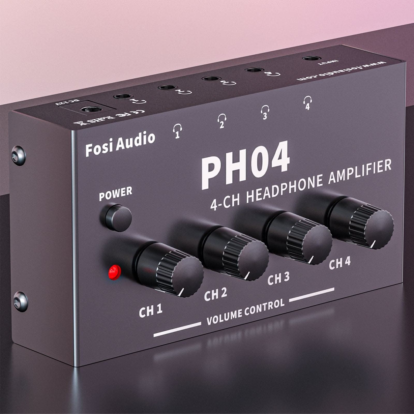 Fosi Audio PH04 Headphone Amplifier 4 -Channel Metal Stereo Audio Amp Ultra-Compact Portable Headphone Splitter for Studio