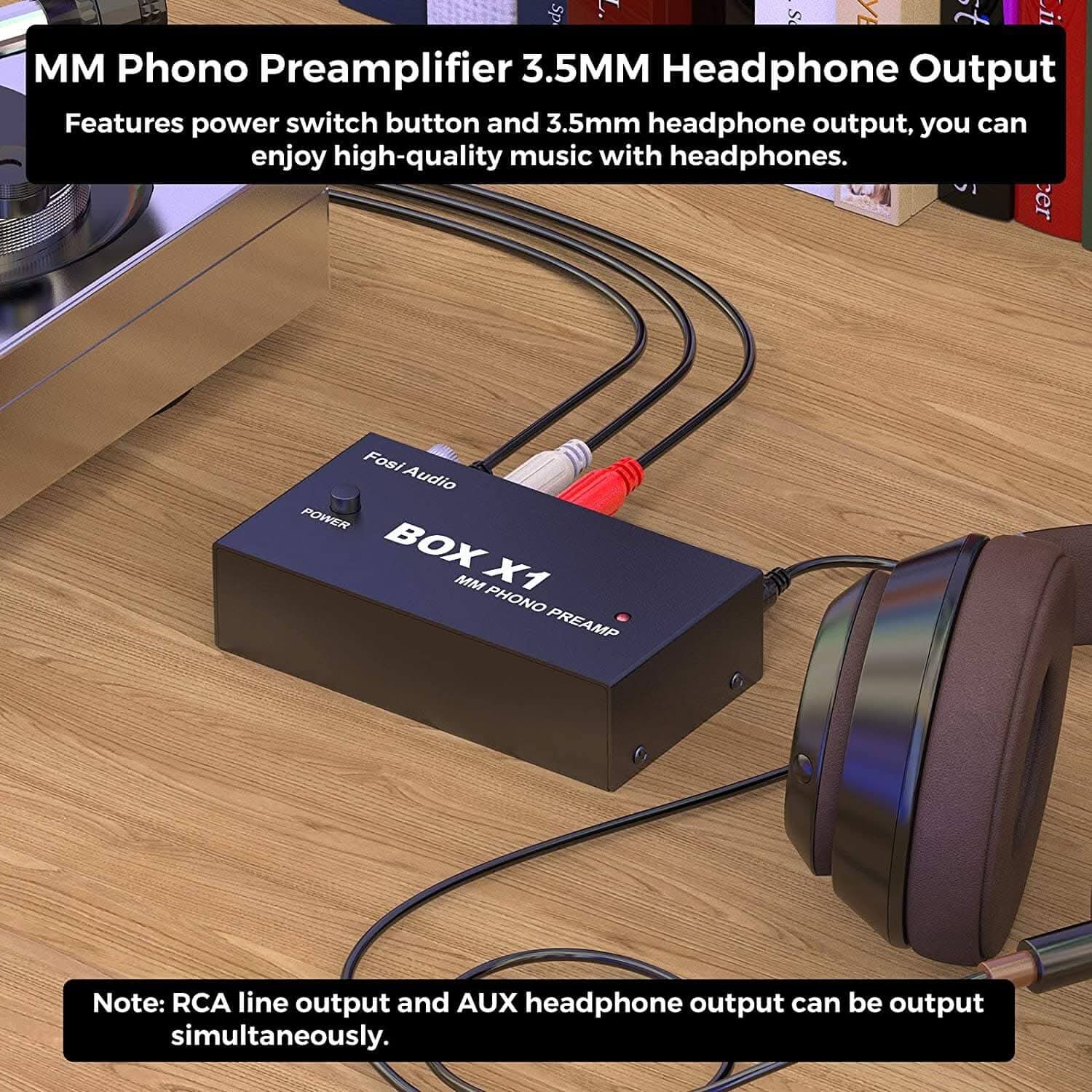Fosi Audio BOX X1-MM Phono Preamp MM Turntable Preamplifer With 3.5mm AUX Headphone Output