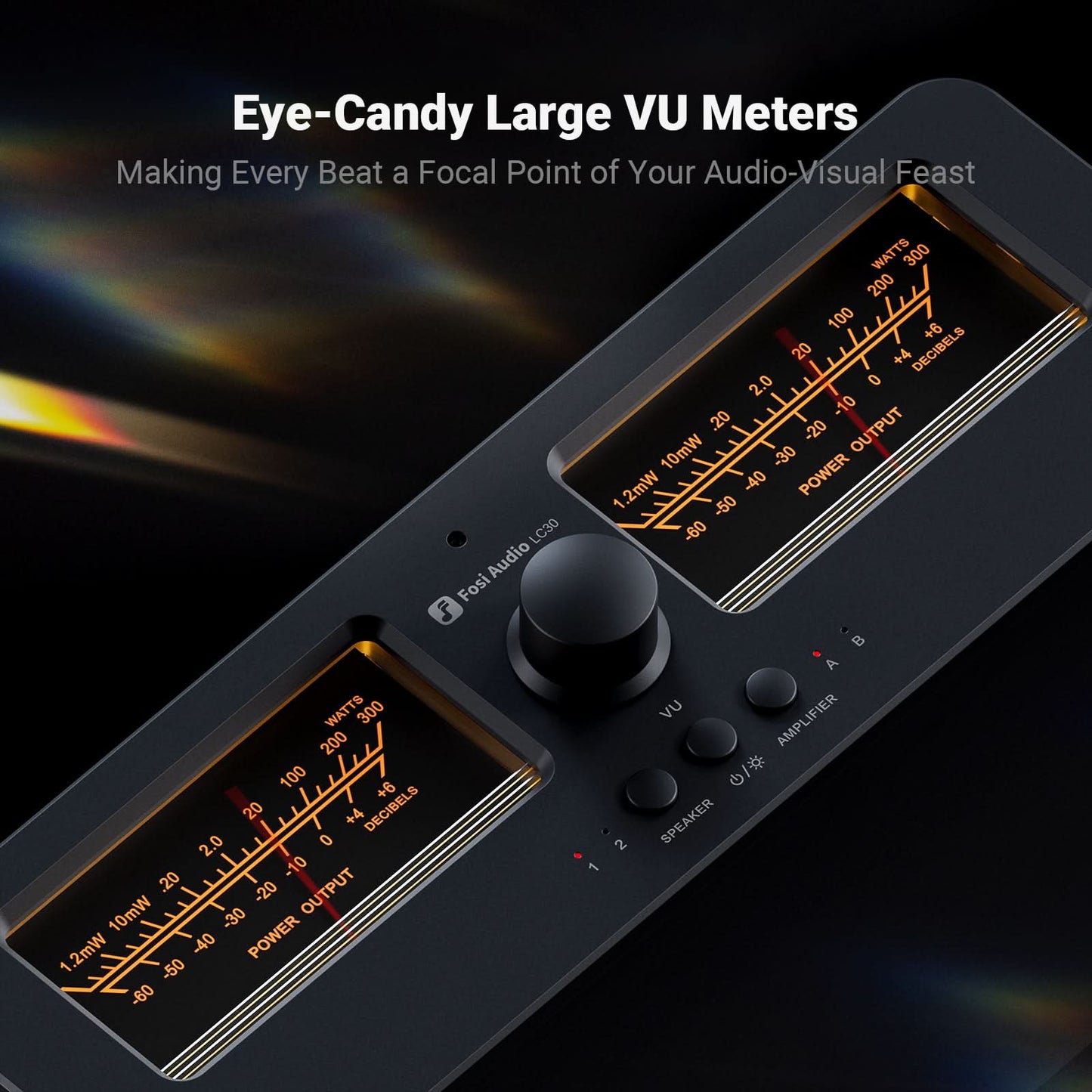Fosi Audio LC30 Speaker Selector with Black VU Meters