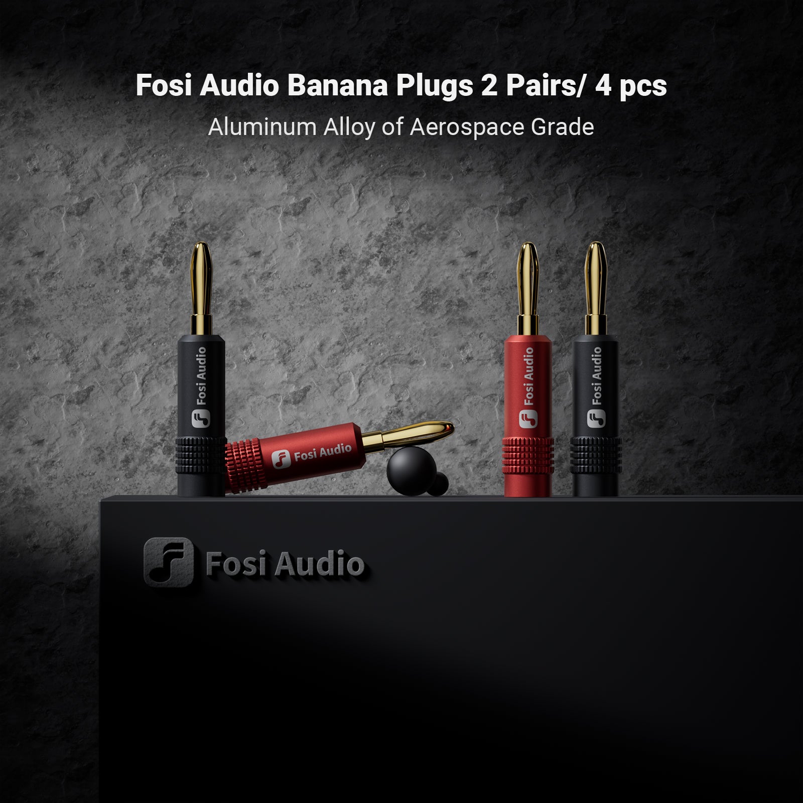 Fosi Audio Banana Plugs for Speaker Wire, 2 Pairs/4 PCS Gold Plated Speaker Plugs