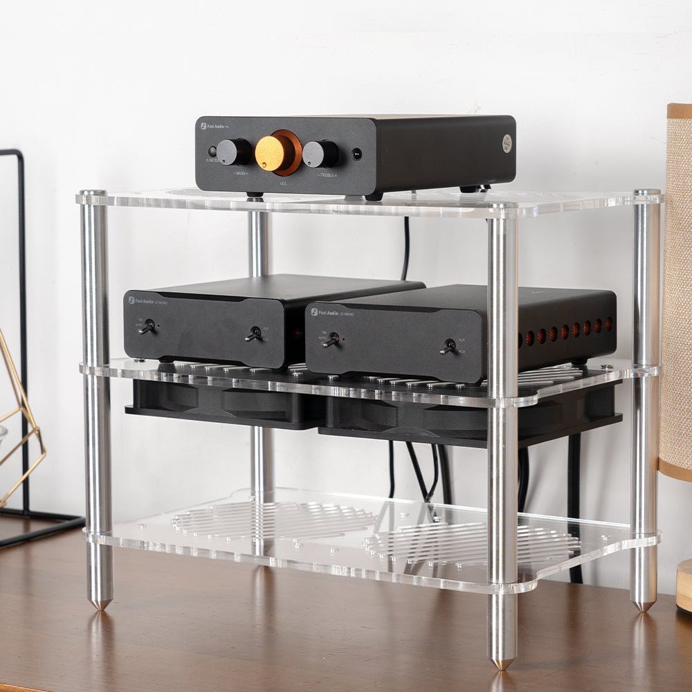 Fosi Audio Audio Component Rack Acrylic 3 - Layer Rack Aluminium Holders for HiFi Audio Equipment Amplifier - Fosi Audio