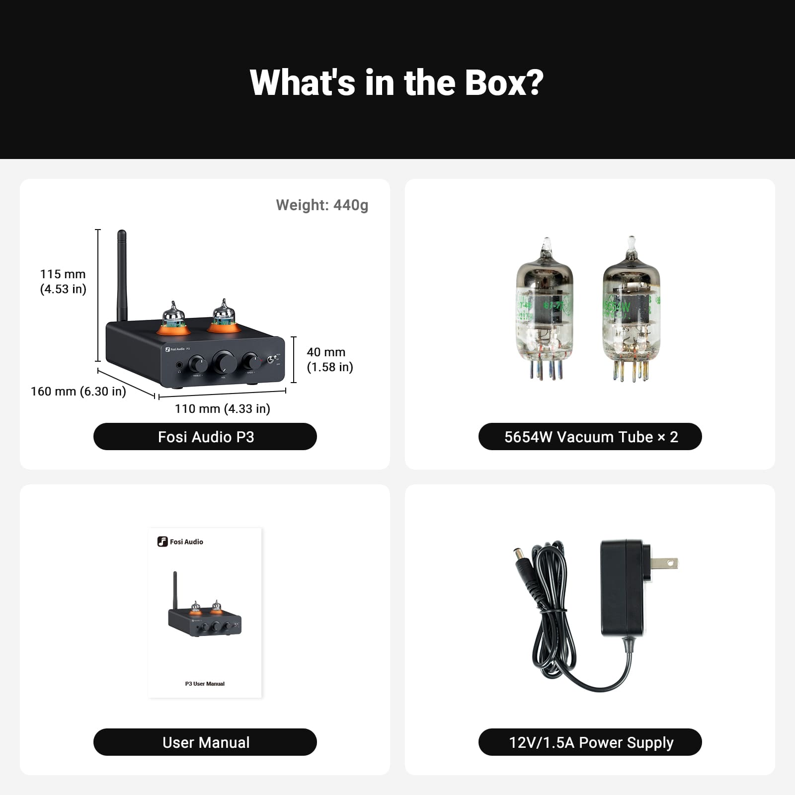 Fosi Audio P3 Tube Preamp with Bluetooth 5.1 Bass & Treble