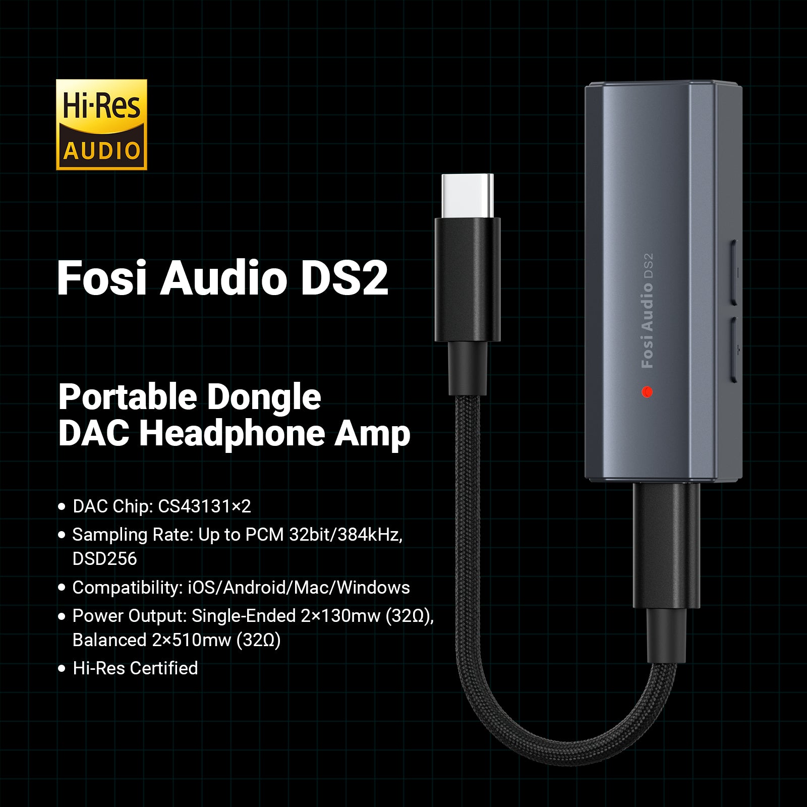 Fosi Audio DS2 2024 New Mini Audio USB DAC Headphone Amplifier