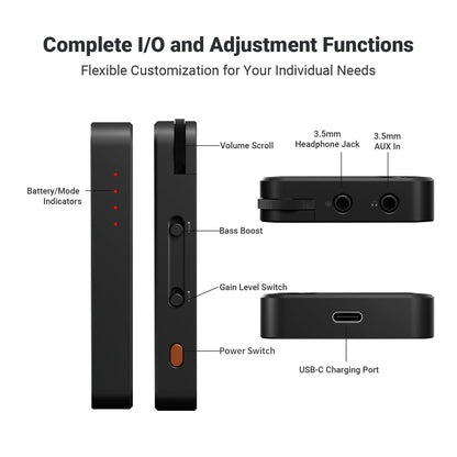 Fosi Audio N3 Portable Bluetooth Headphone Amplifier Receiver - Fosi Audio