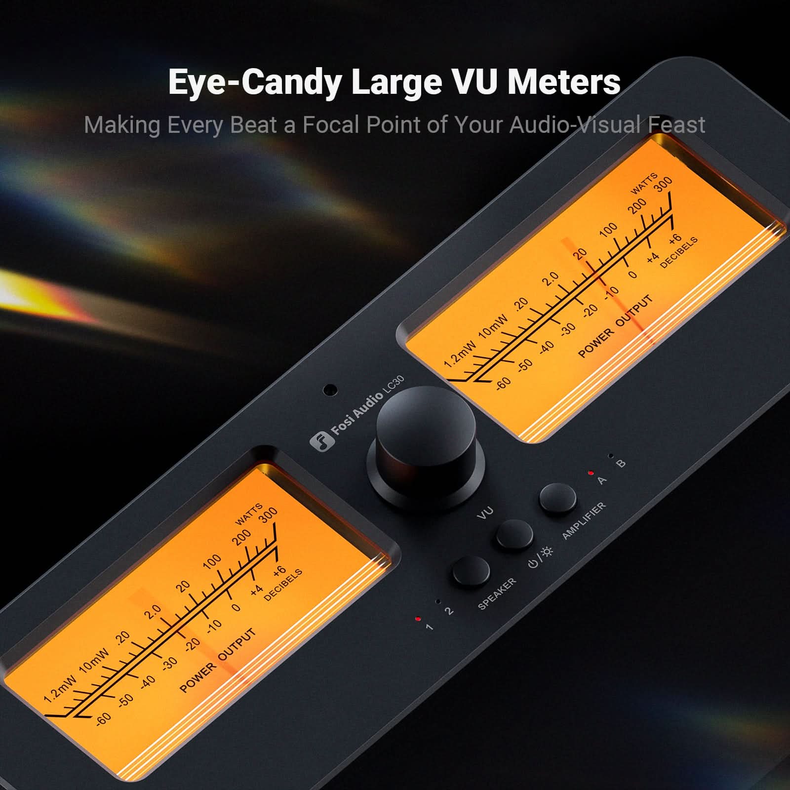 Fosi Audio LC30 Amplifier Speaker Switcher 2-in-2 Out Dual Analog VU Meter - Fosi Audio