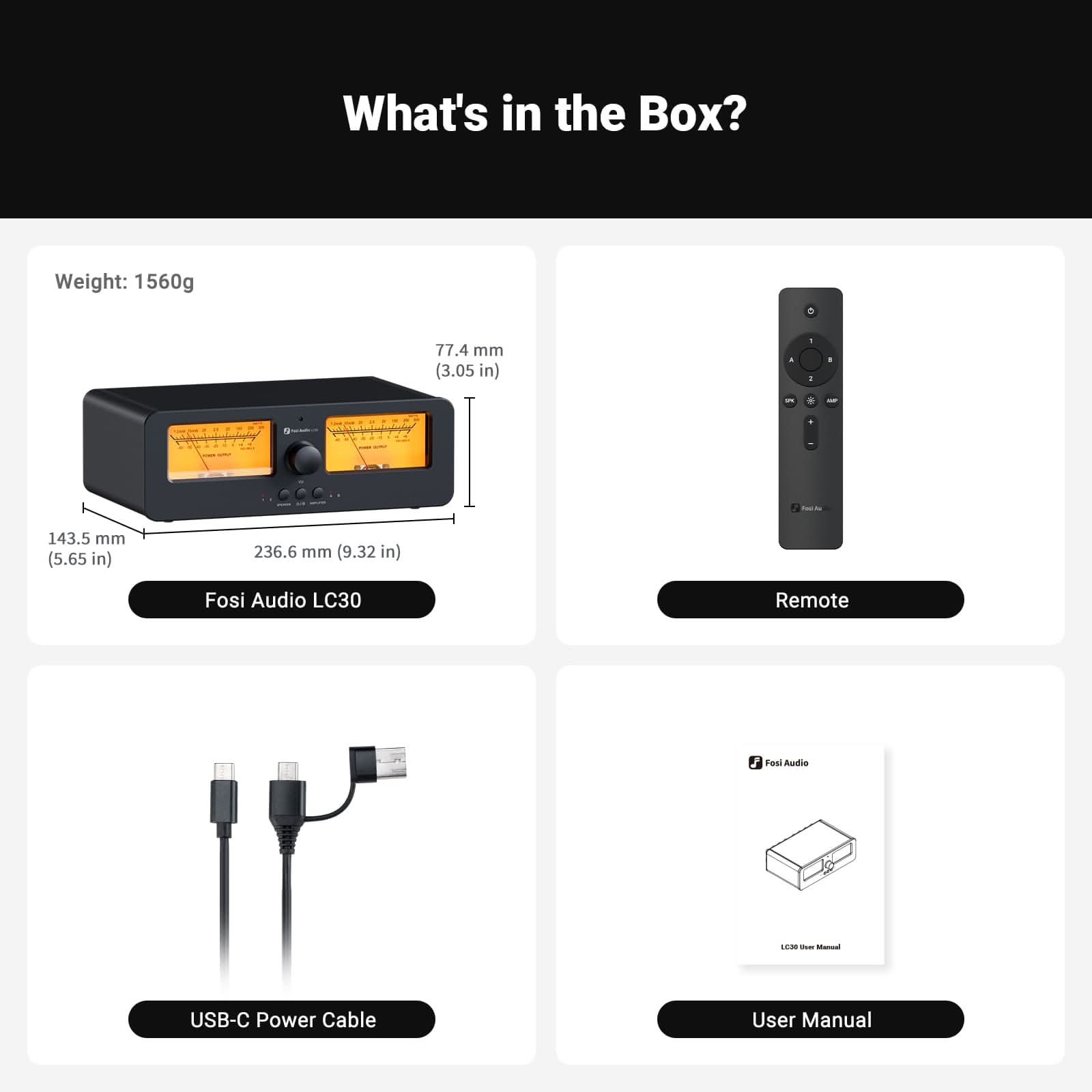 Fosi Audio LC30 Amplifier Speaker Switcher 2-in-2 Out Dual Analog VU Meter - Fosi Audio