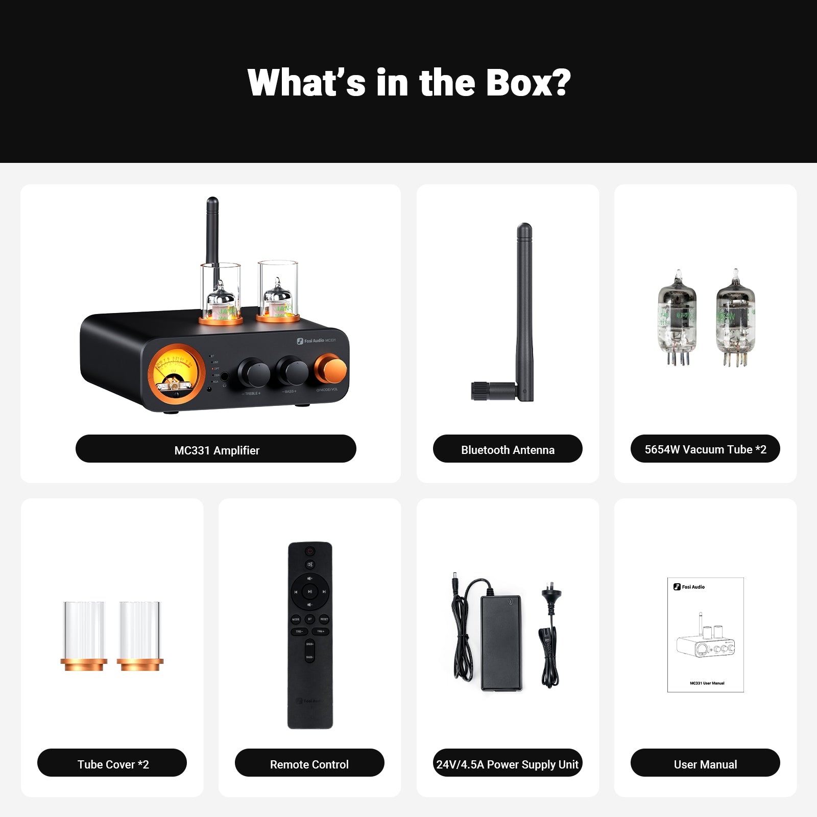 Fosi Audio MC331 Tube Integrated Bluetooth Amplifier with DAC and VU Meter - Fosi Audio