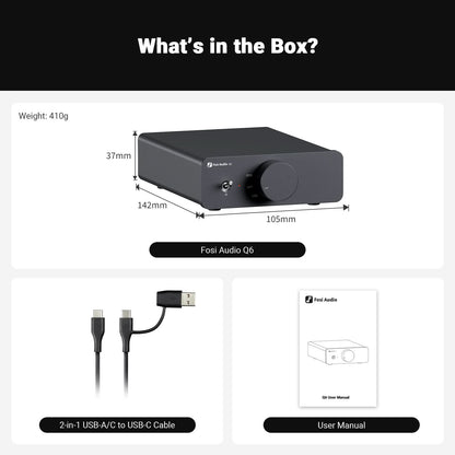 Fosi Audio Q6 Mini Desktop DAC for Home Stereo Amplifier and Headphone Amp - Fosi Audio