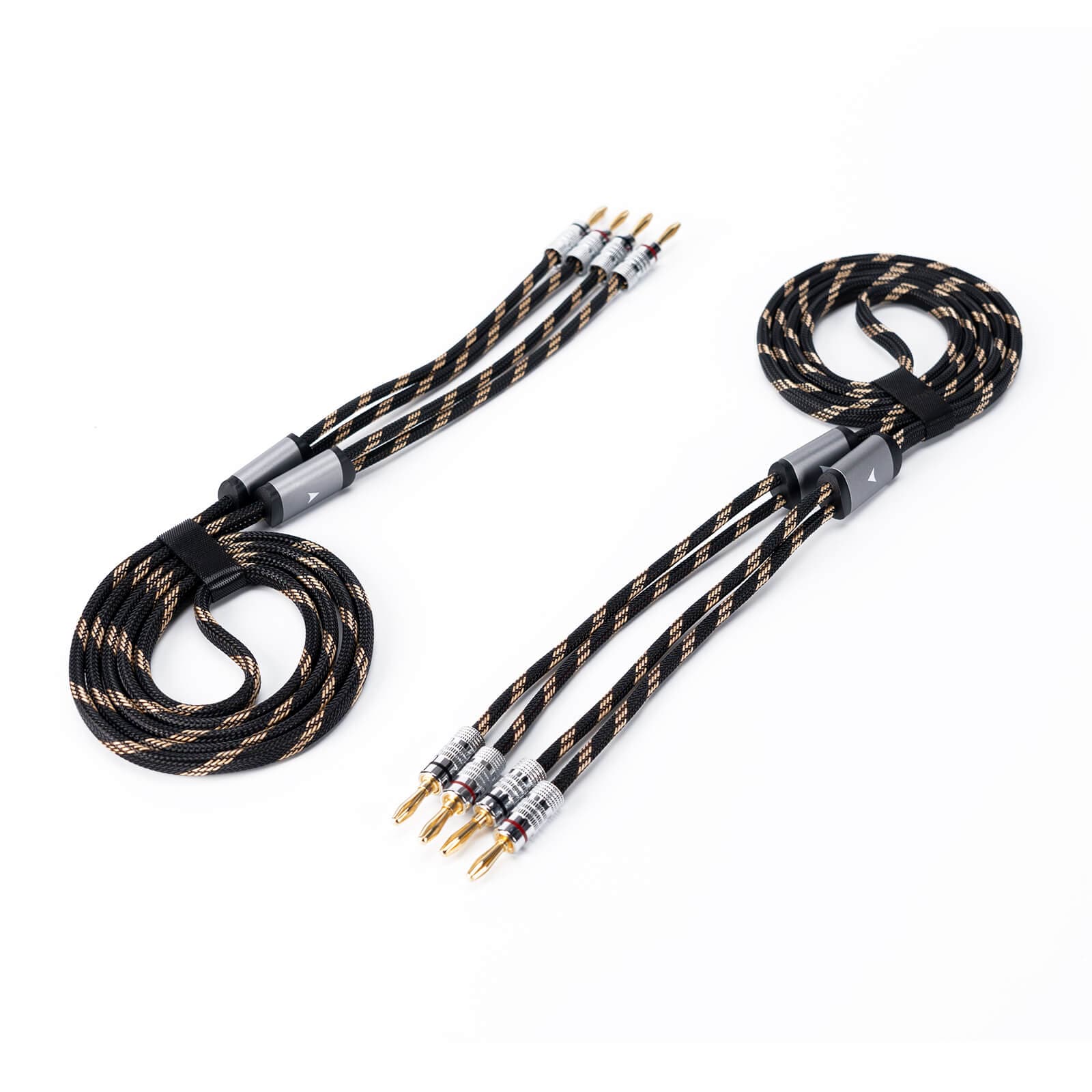 Fosi Audio 2-Pack of Nylon Braided Hi-Fi Speaker Cable Wire with Gold-Plated Banana Tip Plugs - 5.9ft/1.8M Each