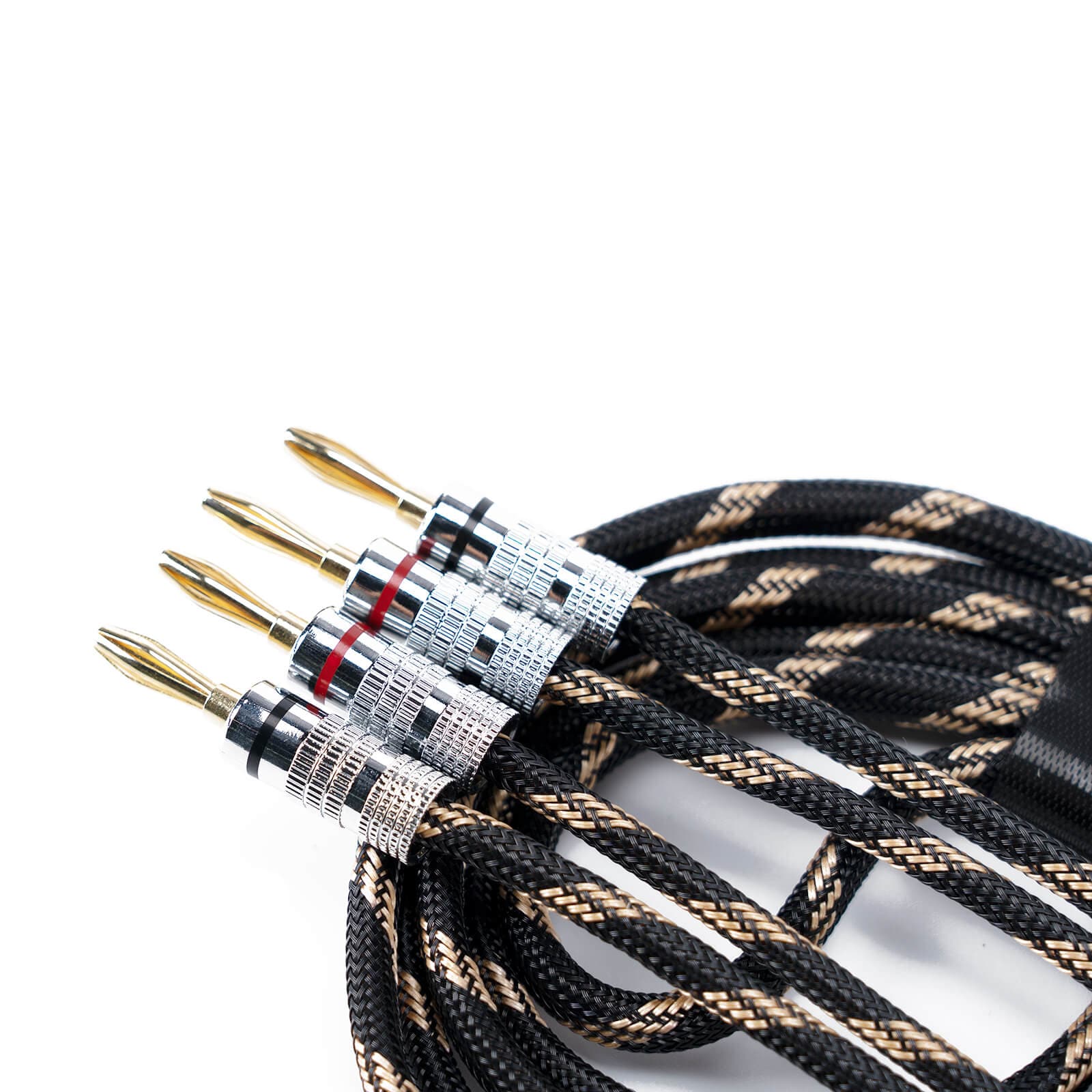 Fosi Audio 2-Pack of Nylon Braided Hi-Fi Speaker Cable Wire with Gold-Plated Banana Tip Plugs - 5.9ft/1.8M Each