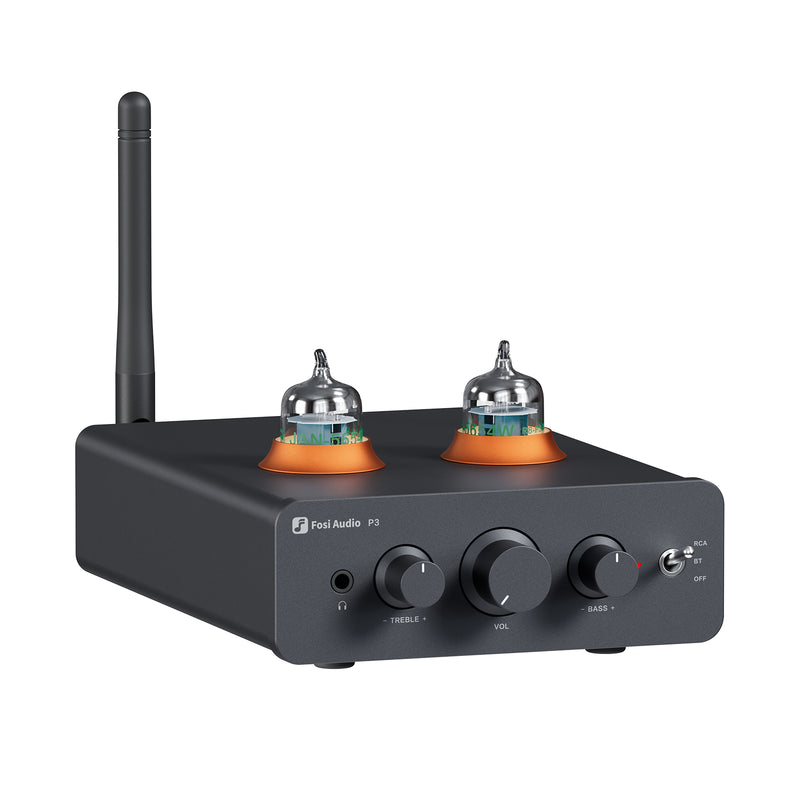 Fosi Audio P3 Tube Preamp with Bluetooth aptX LL HD Bass and Treble Tone Controls - Fosi Audio