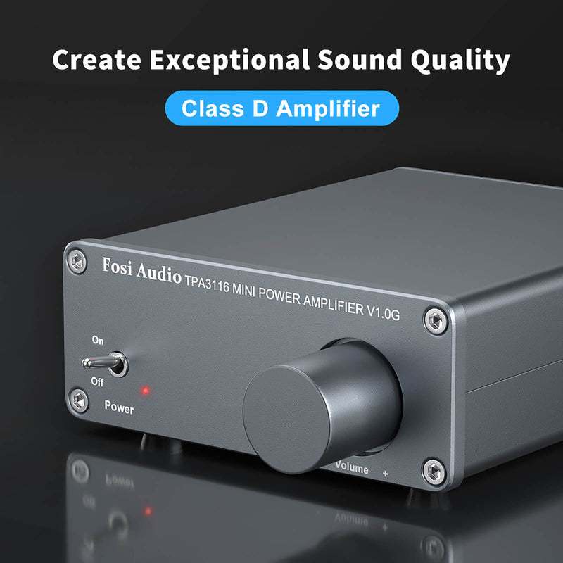 Fosi Audio V1.0G 2 Channel Stereo Audio Class D Amplifier Mini Hi-Fi Professional Digital Amp for Home Speakers 50W x 2