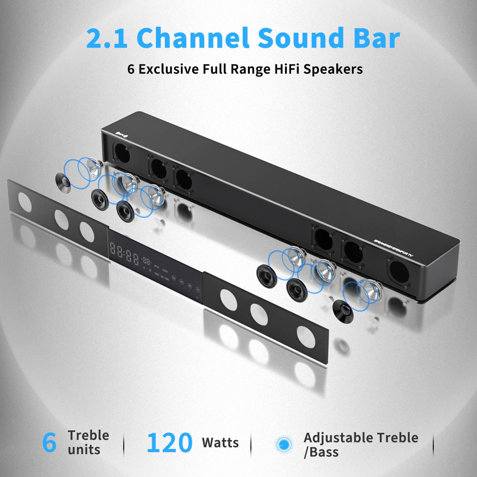 2.1 CH Sound Bar for TV Surround Sound Speaker