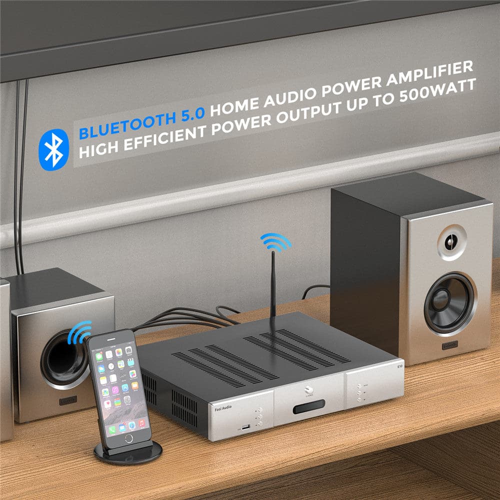 E10 Home Audio Power Amplifier Receiver DAC HiFi Bluetooth 5.0 Stereo Amp Class D TPA3251D2 250w x2