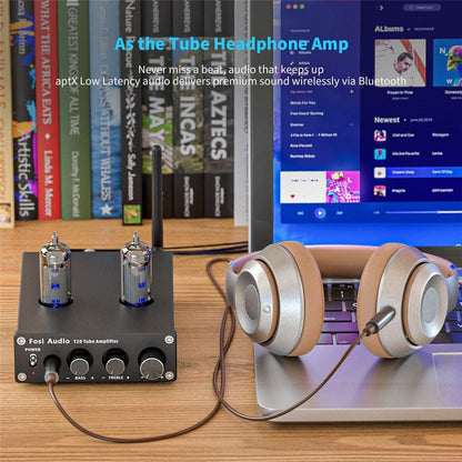 Fosi Audio T20 Bluetooth Tube Amplifier Stereo Amplificador Audio 50W Power Headphone Amplifier for Home Passive Speakers