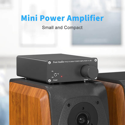 Fosi Audio V1.0B Power Amplifier 2 Channel Stereo Audio Mini Hi-Fi Class D Integrated TPA3116 Amp for Home Passive Speakers 50W x 2