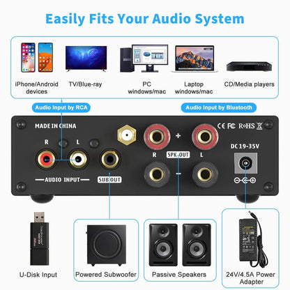 Fosi Audio BL20C Class D Amp U-Disk Player 