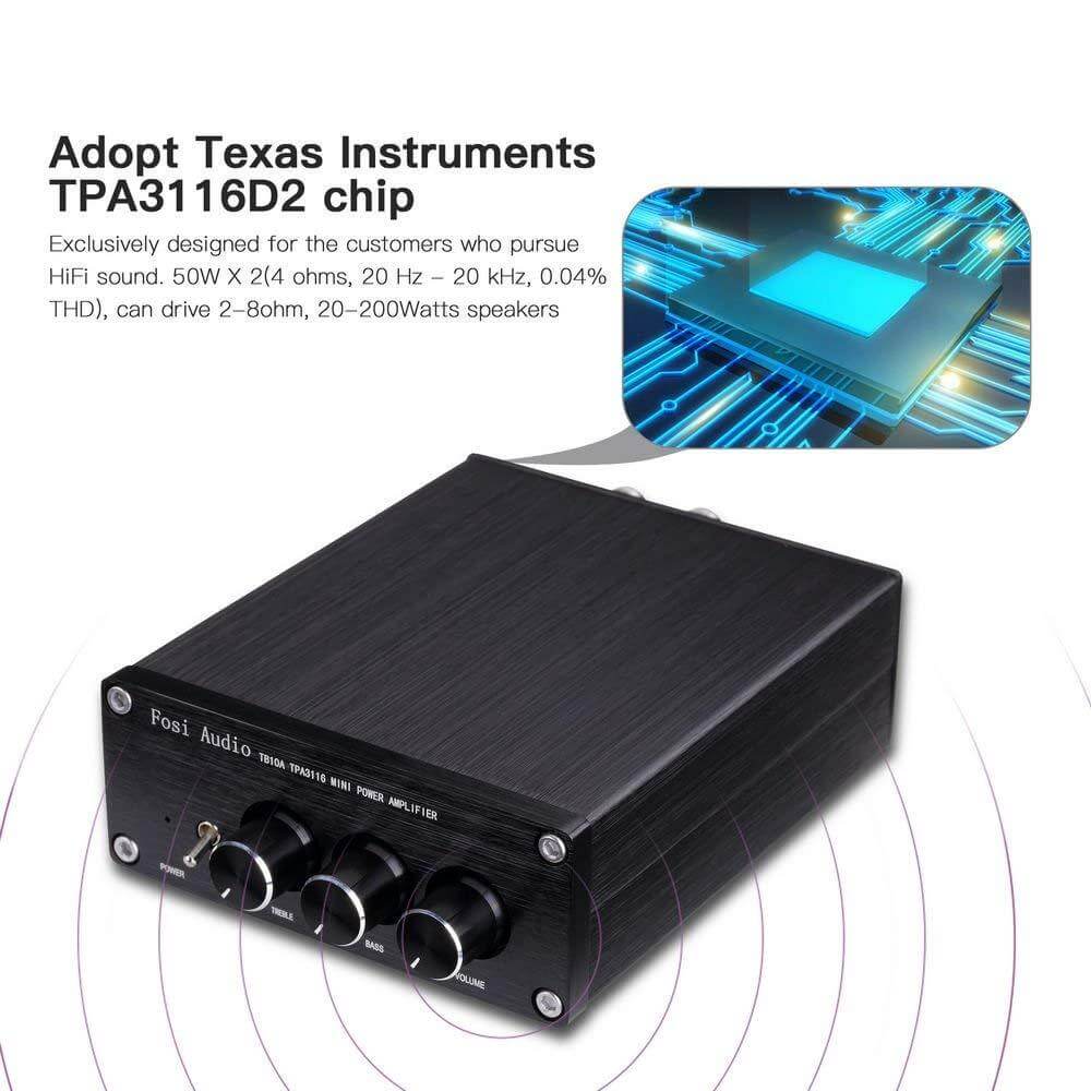 [Old Version] TB10A 2Ch Stereo Audio Amplifier Mini Hi-Fi Class D Integrated Amp 100W x 2 With Bass and Treble Control