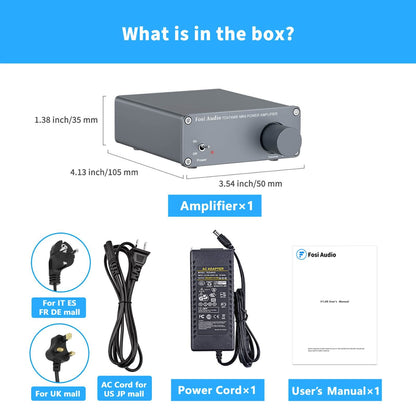 Fosi Audio TDA7498E 2 Channel Stereo Audio Amplifier Receiver Mini Hi-Fi Class D Integrated Amp for Home Speakers 160W x 2