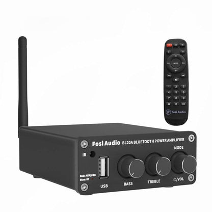 Fosi Audio BL20A Bluetooth TPA3116 2.0CH Sound Power Amplifier 100W Mini HiFi Audio Class D Amp Bass Treble With U-Disk Remote Control