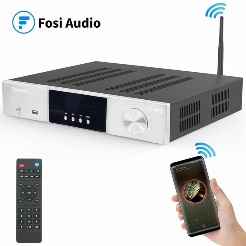 Fosi Audio E10 PRO Bluetooth 5.0 Stereo Home Audio Power Receiver Amplifier DAC HiFi TPA3251D2, Surround Sound w/U-Disk, Optical, Coaxial, Bluetooth, AUX Input for Passive Speakers Powered Subwoofer